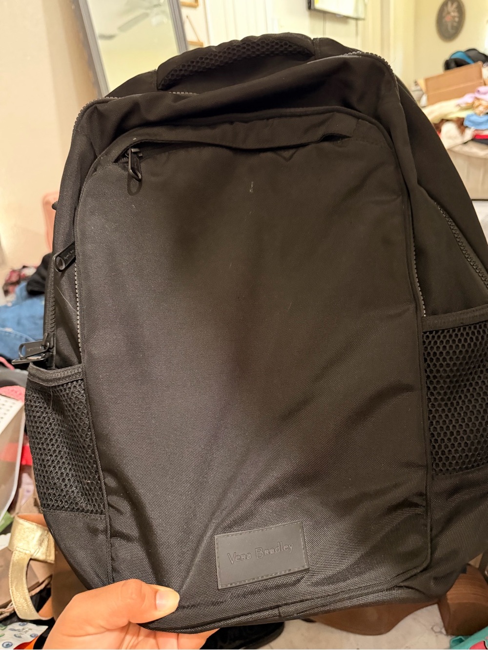 Vera Bradley Black Travel Backpack with Mesh Side Pockets